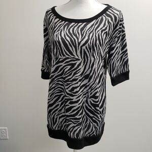 Bobbie Brooks Womens Zebra Print Sweater Top Size 1X